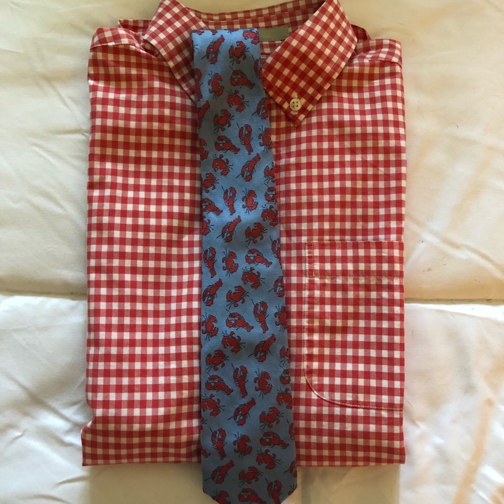 BOYS Nordstrom size12 dress shirt+lobster/crab tie